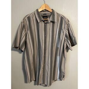 prAna Shirt Mens XL Groveland Shirt Gray Striped Button Up Style 1970051